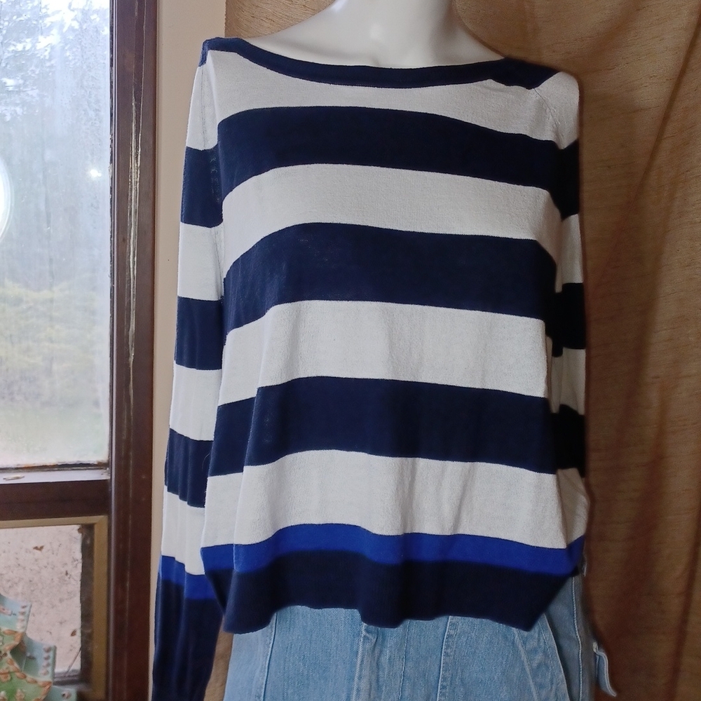 Pink tartan light striped sweater S